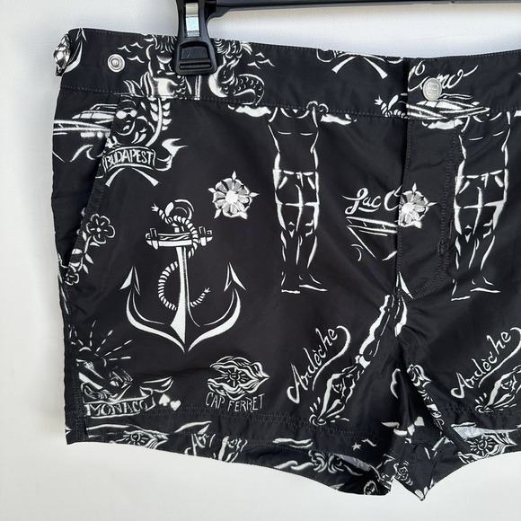 Robinson Les Bains French Lined Swim Trunks Black Size XXL 36"‎ x 2" - Picture 3 of 8